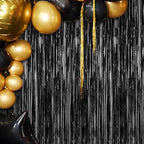 2 Pack Black Foil Curtain Backdrop Birthday Party Decorations, alternate view 7