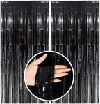2 Pack Black Foil Curtain Backdrop Birthday Party Streamers Decorations