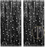 2 Pack Black Foil Fringe Backdrop, 3.2 x 8.2 ft in 3.2 x 8.2 ft