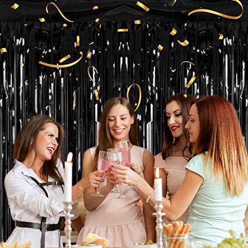 2 Pack Black Foil Fringe Backdrop, 3.2 x 8.2 ft in 3.2 x 8.2 ft, alternate view 2