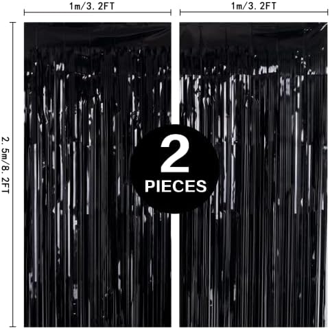 2 Pack Black Foil Fringe Backdrop, 3.2 x 8.2 ft in 3.2 x 8.2 ft, alternate view 3
