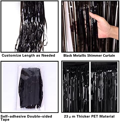 2 Pack Black Foil Fringe Backdrop, 3.2 x 8.2 ft in 3.2 x 8.2 ft, alternate view 4