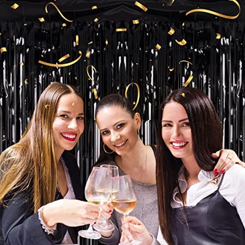 2 Pack Black Foil Fringe Backdrop, 3.2 x 8.2 ft in 3.2 x 8.2 ft, alternate view 5