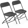 2 Pack Black Plastic Folding Chair, Indoor Outdoor Portable Stackable Commercial Seat with Steel Frame 350lb