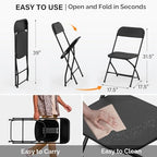 2 Pack Black Plastic Folding Chair, Indoor Outdoor Portable Stackable Commercial Seat with Steel Frame 350lb, alternate view