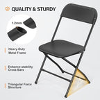 2 Pack Black Plastic Folding Chair, Indoor Outdoor Portable Stackable Commercial Seat with Steel Frame 350lb, alternate view