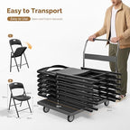 2-Pack Black Plastic Folding Chairs, Portable Seat with Sturdy Steel Frame for Indoor & Outdoor Use, Perfect for, alternate