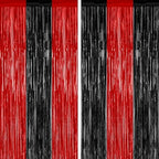 2 Pack Black Red Halloween Foil Curtain Streamer Decorations