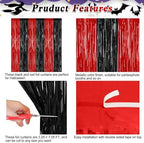 2 Pack Black Red Halloween Foil Curtain Streamer Decorations, alternate view 4