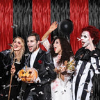 2 Pack Black Red Halloween Foil Curtain Streamer Decorations, alternate view 6