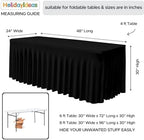 2 Pack Black Spandex Table Covers 4ft Rectangle Ruffle Skirts for Party in 24x48 Inch| 2 Pack in Black, alternate view 5