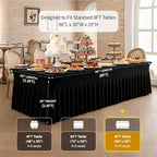 2 Pack Black Spandex Table Covers 8 FT, Elastic Fitted Stretch Table Skirts for Rectangle Tables, Wrinkle, alternate view 3