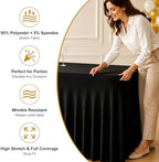 2 Pack Black Spandex Table Covers 8 FT, Elastic Fitted Stretch Table Skirts for Rectangle Tables, Wrinkle, alternate view 4