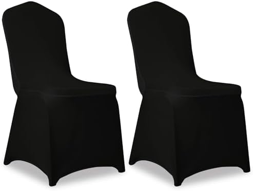 2 Pack Black Stretch Polyester Spandex Chair Covers Universal Washable Removable Chair Slipcovers Protector for