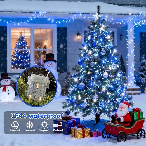 2 Pack Blue and White Battery String Lights, Each 33ft 100 LED, alternate view 4