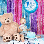 2 Pack Blue Purple Pink Foil Fringe Curtains, Metallic Tinsel Streamers, alternate view 5