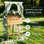 2 Pack Blue White Rose Garland, 11.2 Ft Artificial Flower Vines for Decor in Mix Blue, alternate view 3
