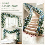 2 Pack Blue White Rose Garland, 11.2 Ft Artificial Flower Vines for Decor in Mix Blue, alternate view 6