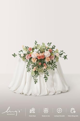 2 Pack Blush Floral Garland Wedding Arch Flowers, alternate view 4