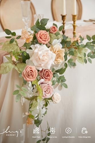 2 Pack Blush Floral Garland Wedding Arch Flowers, alternate view 5