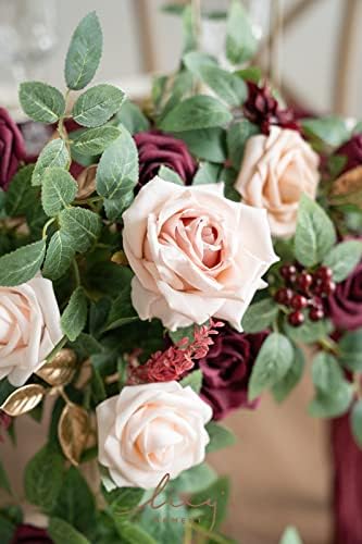 2 Pack Burgundy Floral Garland Wedding Arch Flowers, alternate view 3