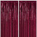 2 Pack Burgundy Tinsel Fringe Curtains, Party Backdrop Decor