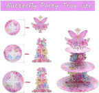 2 Pack Butterfly 3 Tier Cupcake Stand Pink Cardboard Dessert Tower in Butterfly-2PCS, alternate view 4