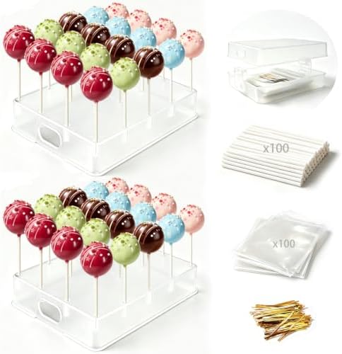 2 Pack Cake Pop Stand, 20 Holes(Clear) in 2 Pack(Clear)