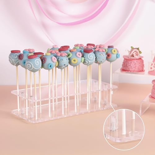 2 Pack Cake Pop Stand, 21 Holes Lollipop Holder, Clear in Clear, alternate view 5