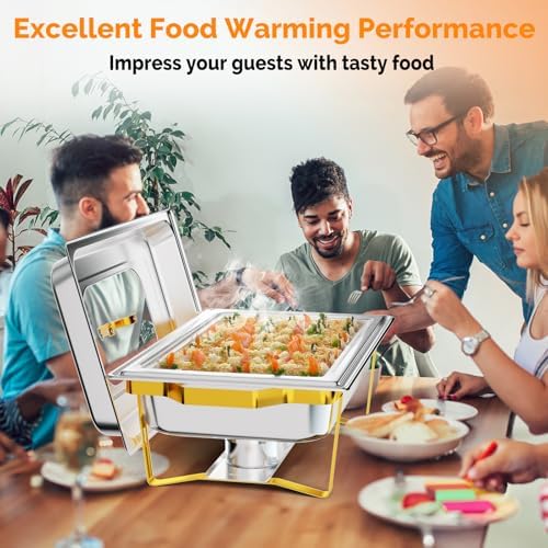 2 Pack Chafing Dishes for Buffet 9QT Stainless Steel Chafing Dish Buffet Set with Upgraded Glass Window [Elegant, alternate