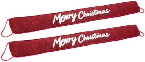 2 Pack Christmas Door Draft Stopper with Hanging Loops Home Decor in Red