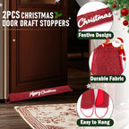 2 Pack Christmas Door Draft Stopper with Hanging Loops Home Decor in Red, alternate view 3