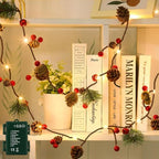 2 Pack Christmas Pine Cone String Lights, 13 FT 40 LED Total Prelit Battery Operated Garland with 8 Lighting, alternate view