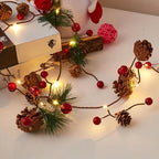 2 Pack Christmas Pine Cone String Lights, 13 FT 40 LED Total Prelit Battery Operated Garland with 8 Lighting, alternate view
