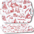 2-Pack Christmas Serving Trays with Handles, 18'' x 13'' Large Melamine Tray, Winter Wonderland Platters for
