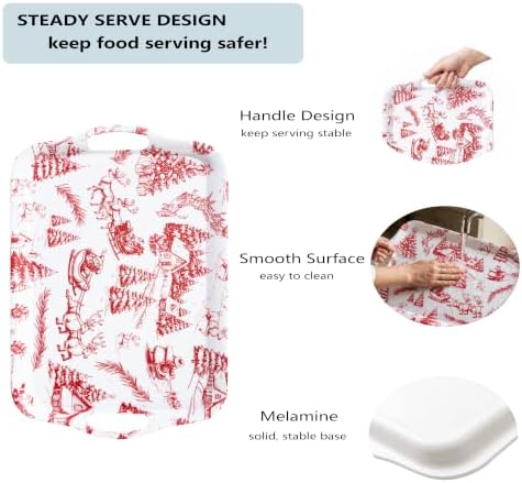 2-Pack Christmas Serving Trays with Handles, 18'' x 13'' Large Melamine Tray, Winter Wonderland Platters for, alternate view