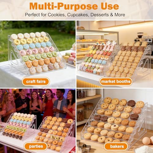 2 Pack Clear Acrylic 7-Tier Cookie Display Stand, Tiered Dessert Stand for Cupcakes, Cookies & Pastries, Ideal, alternate
