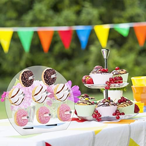 2 Pack Clear Acrylic Donut Display Stand, Round Board Holder with 16 Pillars, Freestanding Dessert Rack for, alternate view 2
