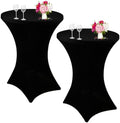 2 Pack Cocktail Spandex Tablecloth 32"x43" Cocktail Table Cover Fitted for High Top Round Table for Bar Wedding