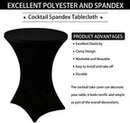 2 Pack Cocktail Spandex Tablecloth 32"x43" Cocktail Table Cover Fitted for High Top Round Table for Bar Wedding, alternate