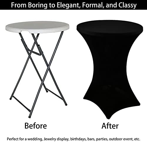 2 Pack Cocktail Spandex Tablecloth 32"x43" Cocktail Table Cover Fitted for High Top Round Table for Bar Wedding, alternate