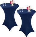 2 Pack Cocktail Spandex Tablecloth 32"x43" Cocktail Table Cover Fitted High Top Round Table for Bar Wedding