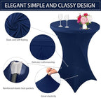 2 Pack Cocktail Spandex Tablecloth 32"x43" Cocktail Table Cover Fitted High Top Round Table for Bar Wedding, alternate view 3