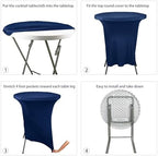 2 Pack Cocktail Spandex Tablecloth 32"x43" Cocktail Table Cover Fitted High Top Round Table for Bar Wedding, alternate view 6