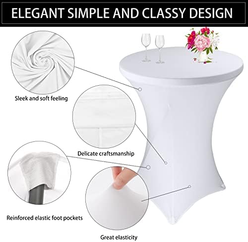 2 Pack Cocktail Spandex Tablecloth 32"x43" Cocktail Table Cover Fitted High Top Round Table for Bar Wedding, alternate view 3