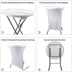 2 Pack Cocktail Spandex Tablecloth 32"x43" Cocktail Table Cover Fitted High Top Round Table for Bar Wedding, alternate view 6
