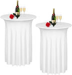 2 Pack Cocktail Table Covers 32"x 43" Spandex Stretch Round Cocktail Tablecloths with Wavy Drapes Fitted High