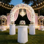 2 Pack Cocktail Table Covers 32"x 43" Spandex Stretch Round Cocktail Tablecloths with Wavy Drapes Fitted High, alternate view