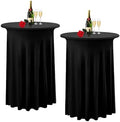 2 Pack Cocktail Table Covers 32"x 43" Spandex Stretch Round Cocktail Tablecloths with Wavy Drapes Fitted High