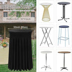 2 Pack Cocktail Table Covers 32"x 43" Spandex Stretch Round Cocktail Tablecloths with Wavy Drapes Fitted High, alternate view